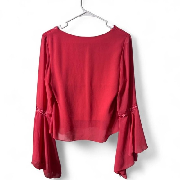 Beaded Long Sleeve Square Cut Neck Boho Top Flowy Fairycore CottageCore - Picture 5 of 7